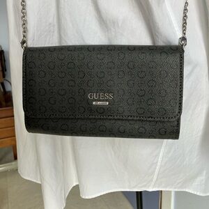 GUESS Charcoal and Black Logo Clutch / Crossbody